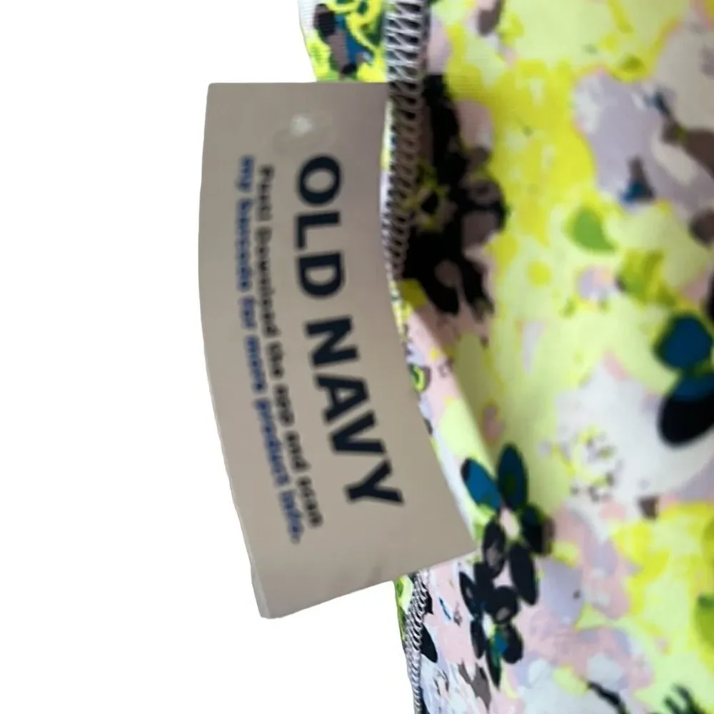 Old Navy Girls Powersoft High Rise 7/8 Ankle Leggings Yellow Floral XL (14-16) N